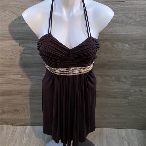 Sky knit dress with rhinestone detail